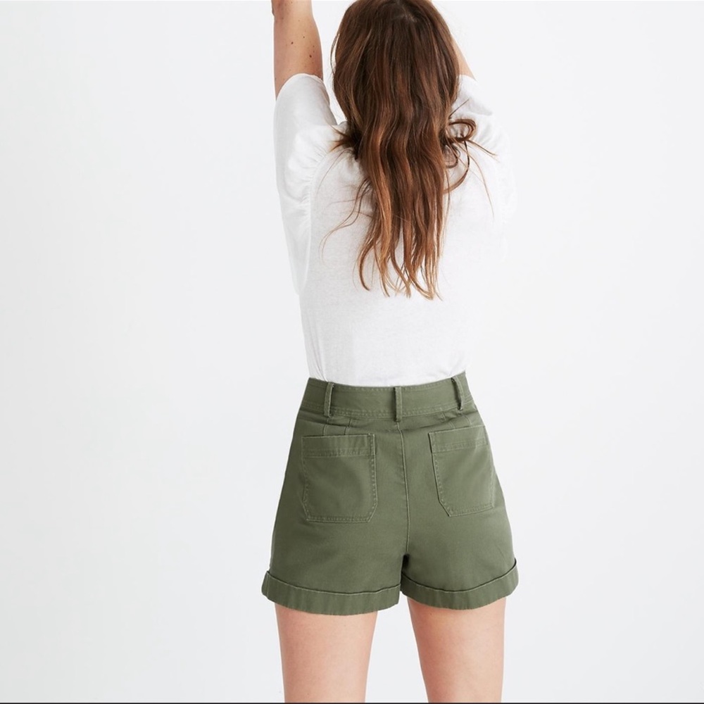 NWT Madewell Pleated Shorts In Dried Clover Size 4 - Picture 3 of 7